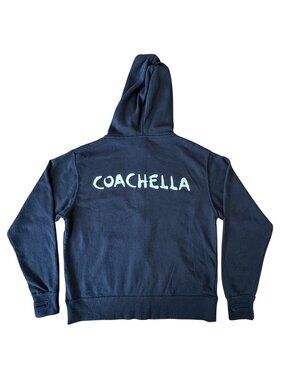 COACHELLA Black Zip-Up Hoodie Sweatshirt XS Official Classic Logo Festival